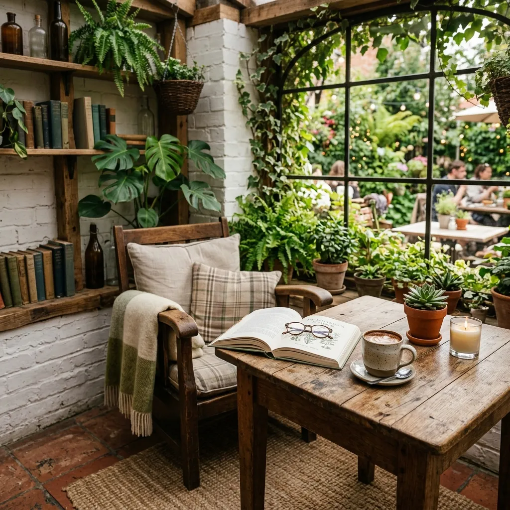 Rincón de lectura del café