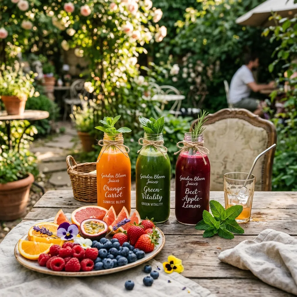 Zumos prensados y fruta de temporada